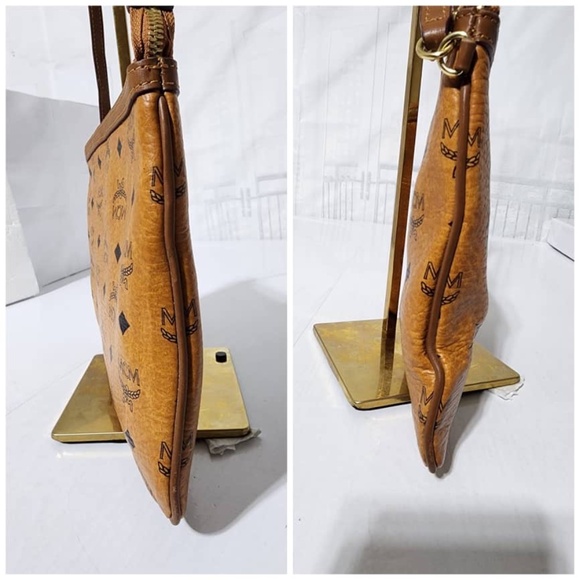 Authentic MCM Visetos Liz Shopper Tote Pochette Cognac - Picture 7 of 8